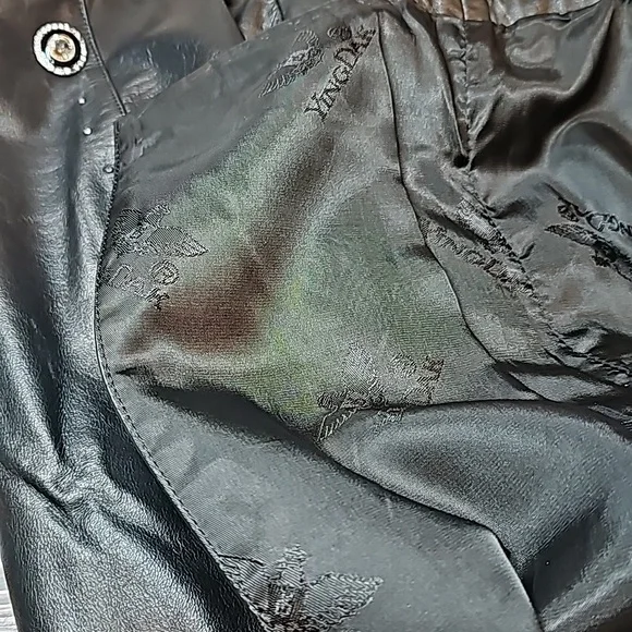 NWT YING DAK RHINESTONE 100% BLACK LEATHER LINED MAXI SKIRT - Picture 10 of 16